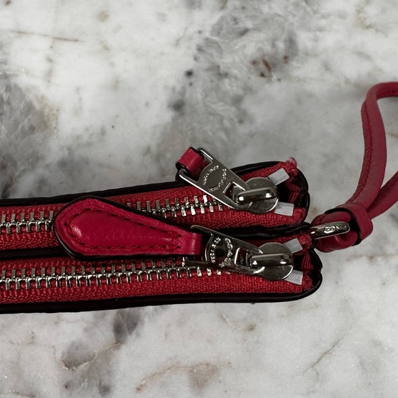 Coach Double Corner Zip Wristlet Pink Pebbled Leather #1692 - Picture 4 of 6